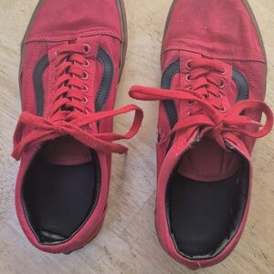 Vans Red and Black Canvas Sneakers